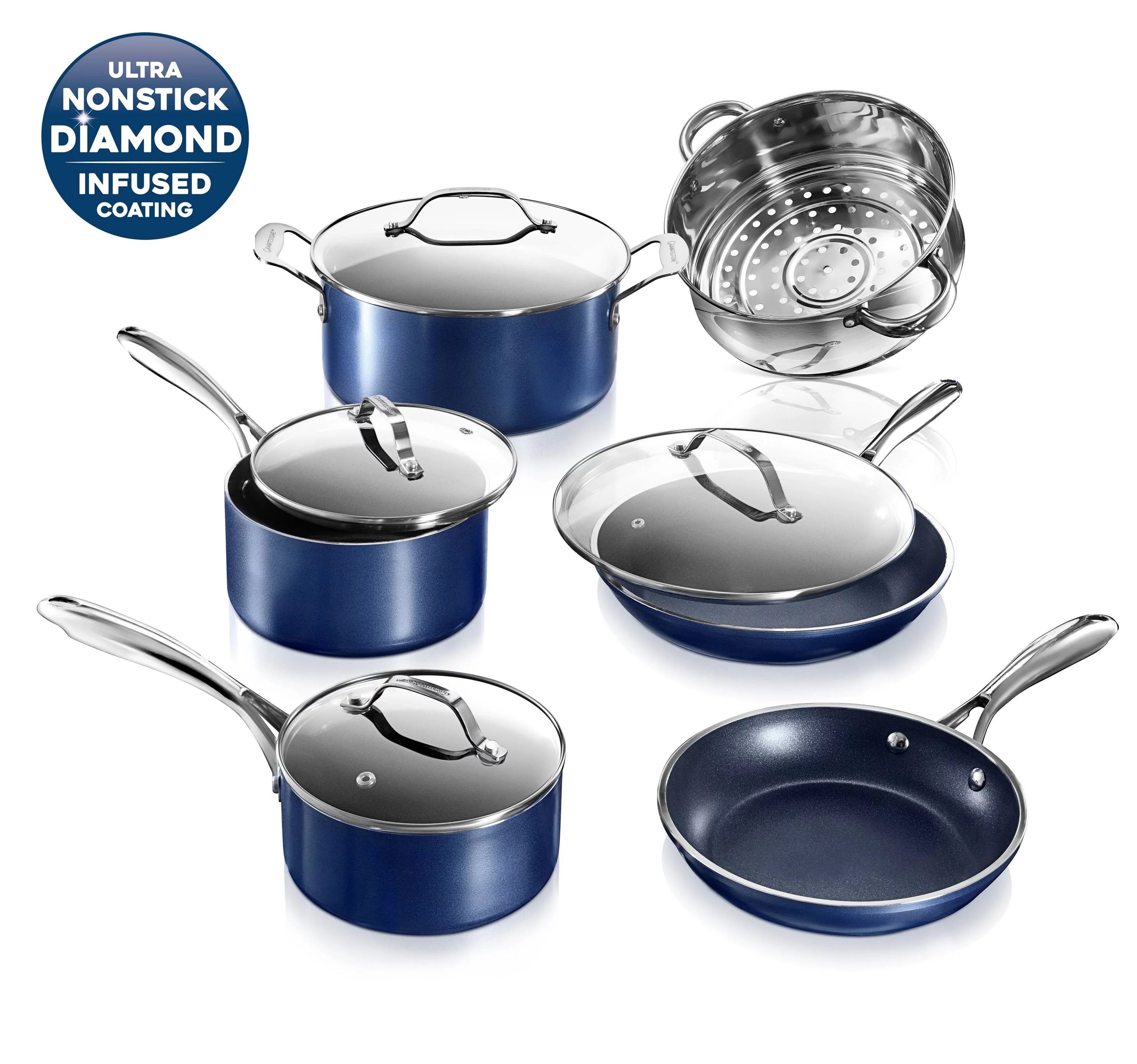 10 Piece Nonstick Cookware Set Blue U385