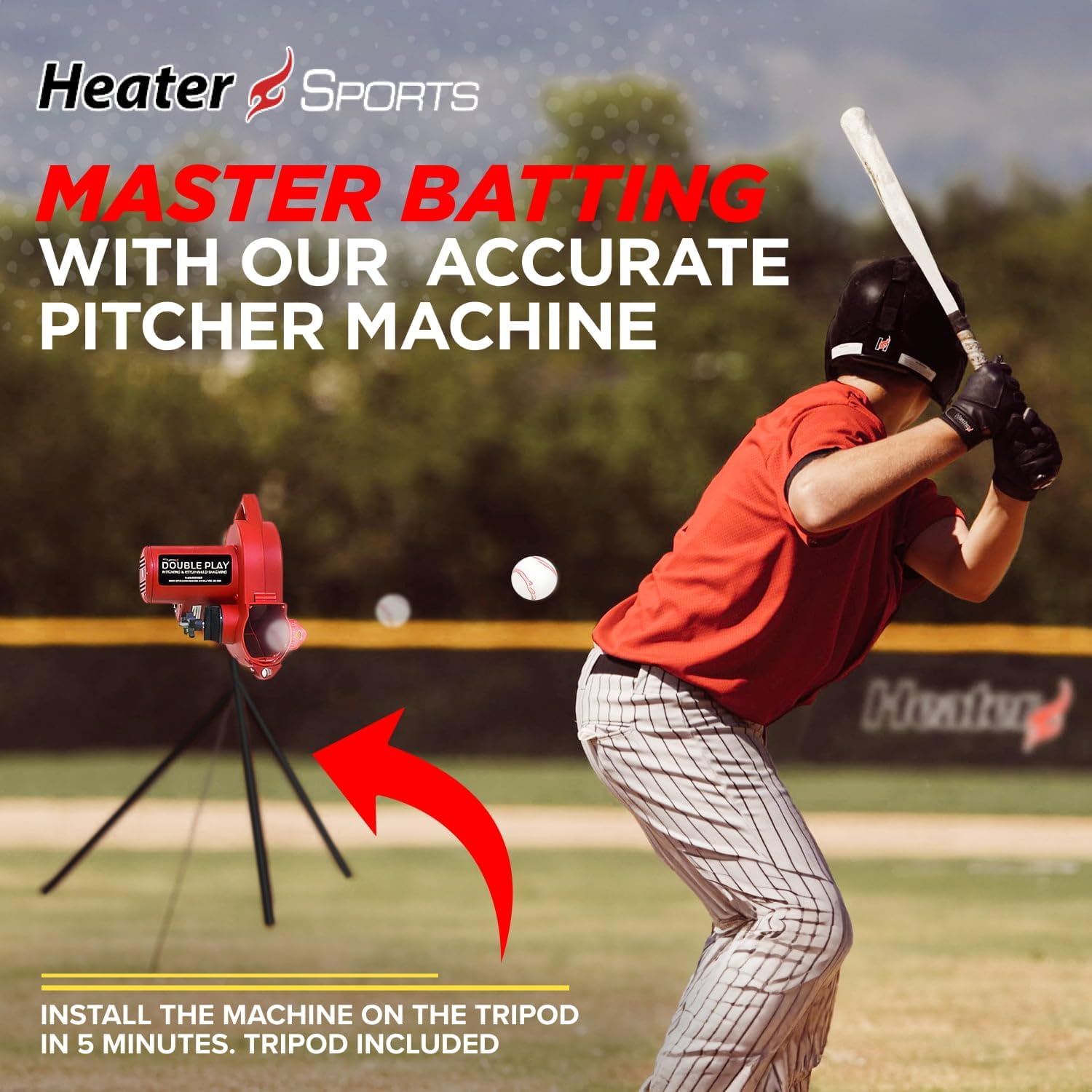 Red Double Play Pitching Machine M31002