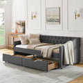 Black Queen Size Upholstered Daybed with 2 Storage Drawers F501457