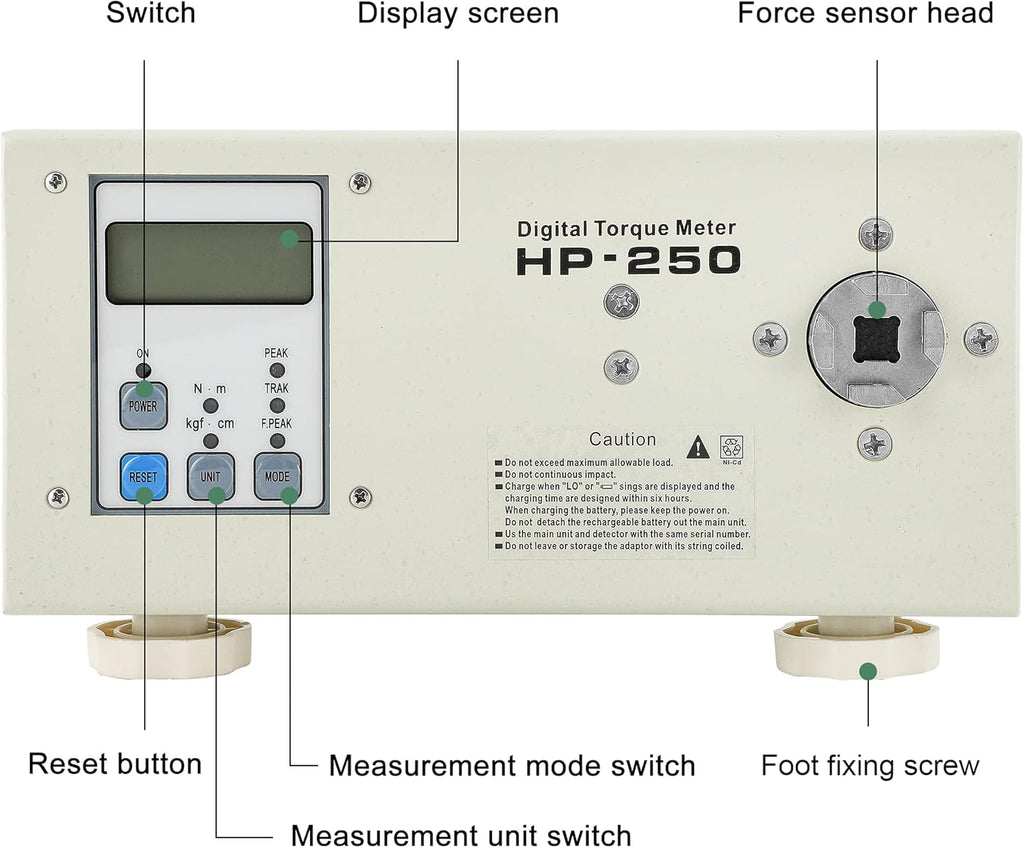 Digital Torque Meter Portable Torsion Meter Screw Driver Wrench Measure Tester Torque Testing Instrument With Calibration Certificate HP-250 Accessory A+B K817917