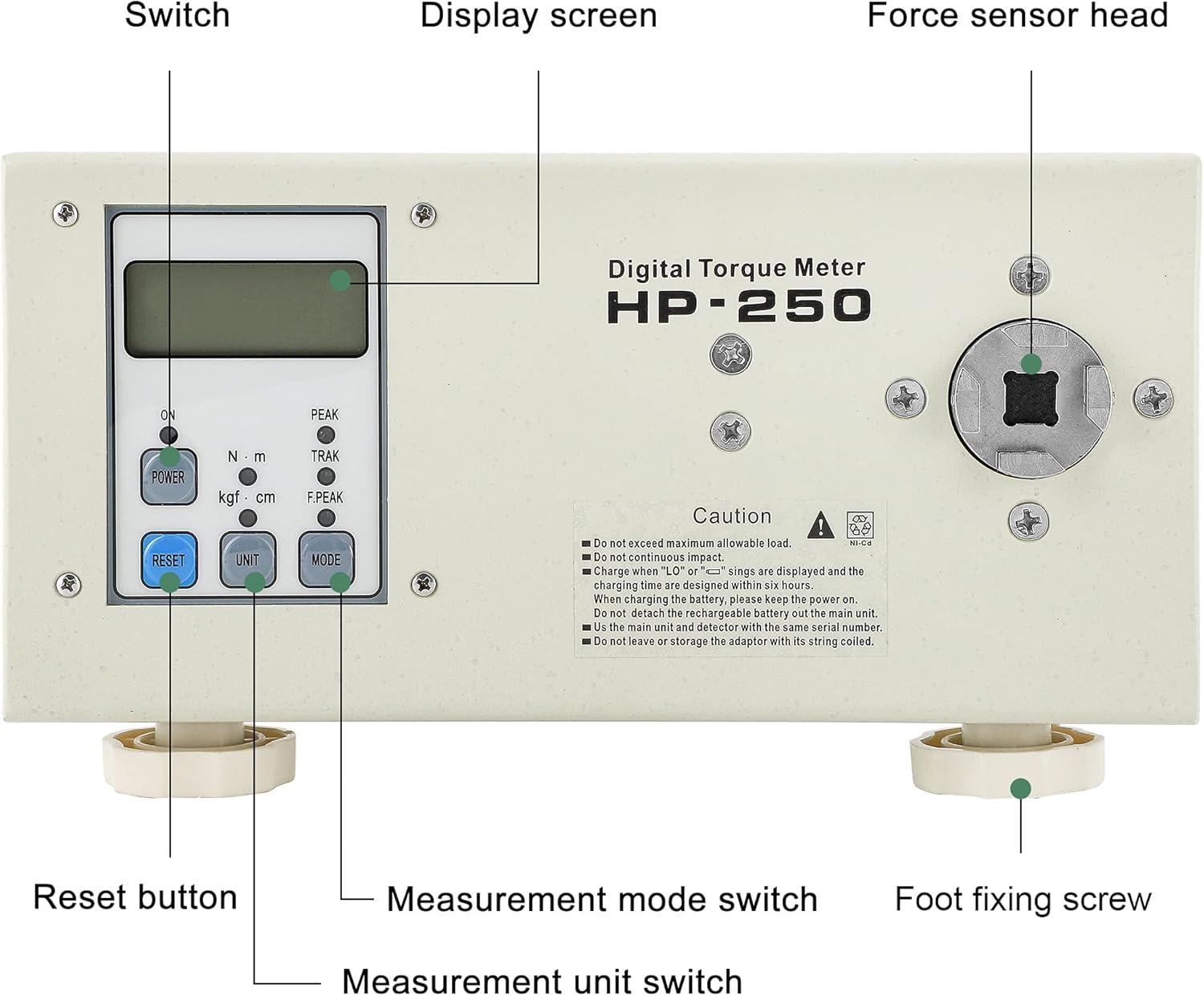 Digital Torque Meter Portable Torsion Meter Screw Driver Wrench Measure Tester Torque Testing Instrument With Calibration Certificate HP-250 Accessory A+B K817917