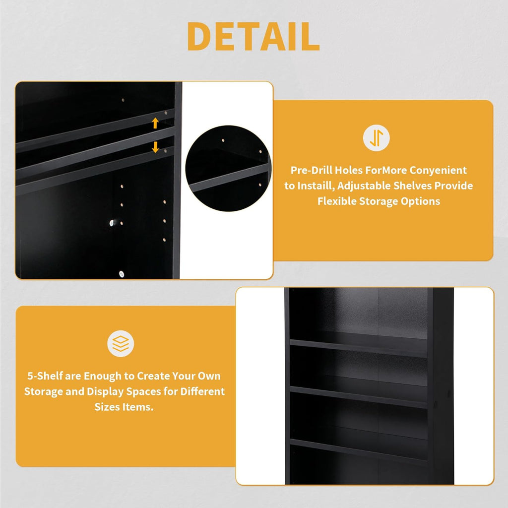 Black 5-Tier Adjustable Media Storage Shelf G857
