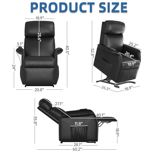 Black Electric Power Lift Recliner Chair with Massage and Heating V151841