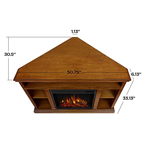 51" Corner Electric Fireplace TV Stand in Oak U62294