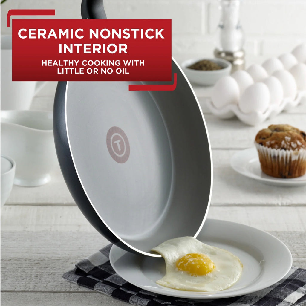 2 Piece Ceramic Fry Pan Set, 8.5 & 10.5 inch, Black E554807