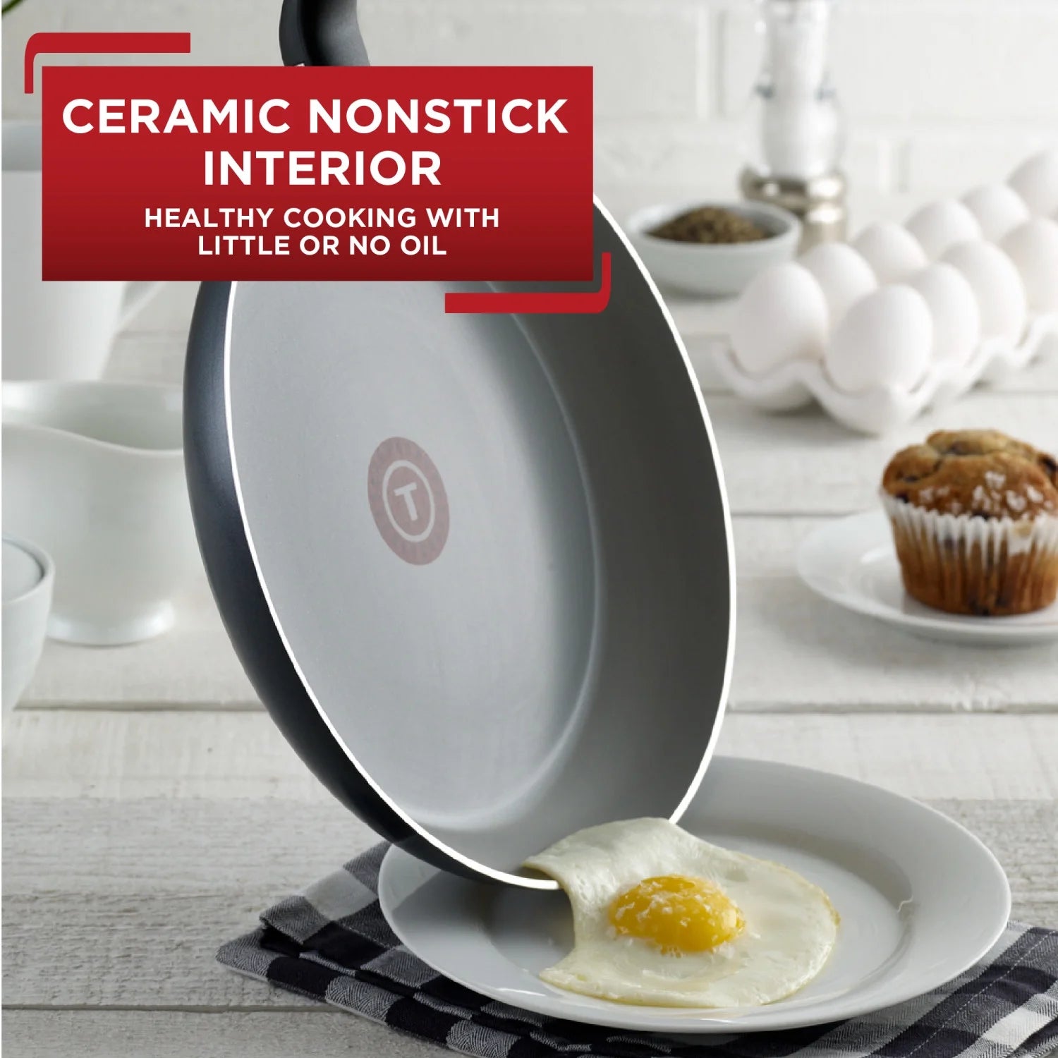 2 Piece Ceramic Fry Pan Set, 8.5 & 10.5 inch, Black E554807