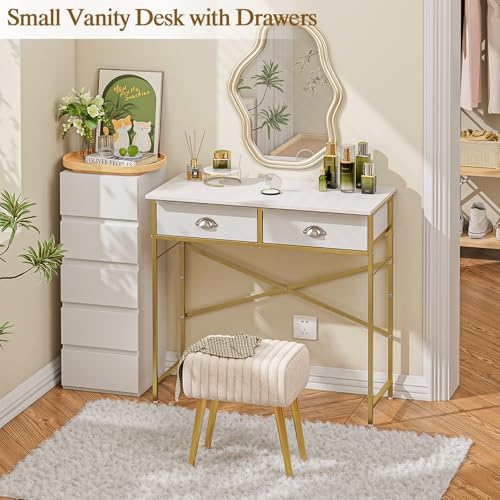 White 31.5 Inch Vanity Desk with Drawers F34301