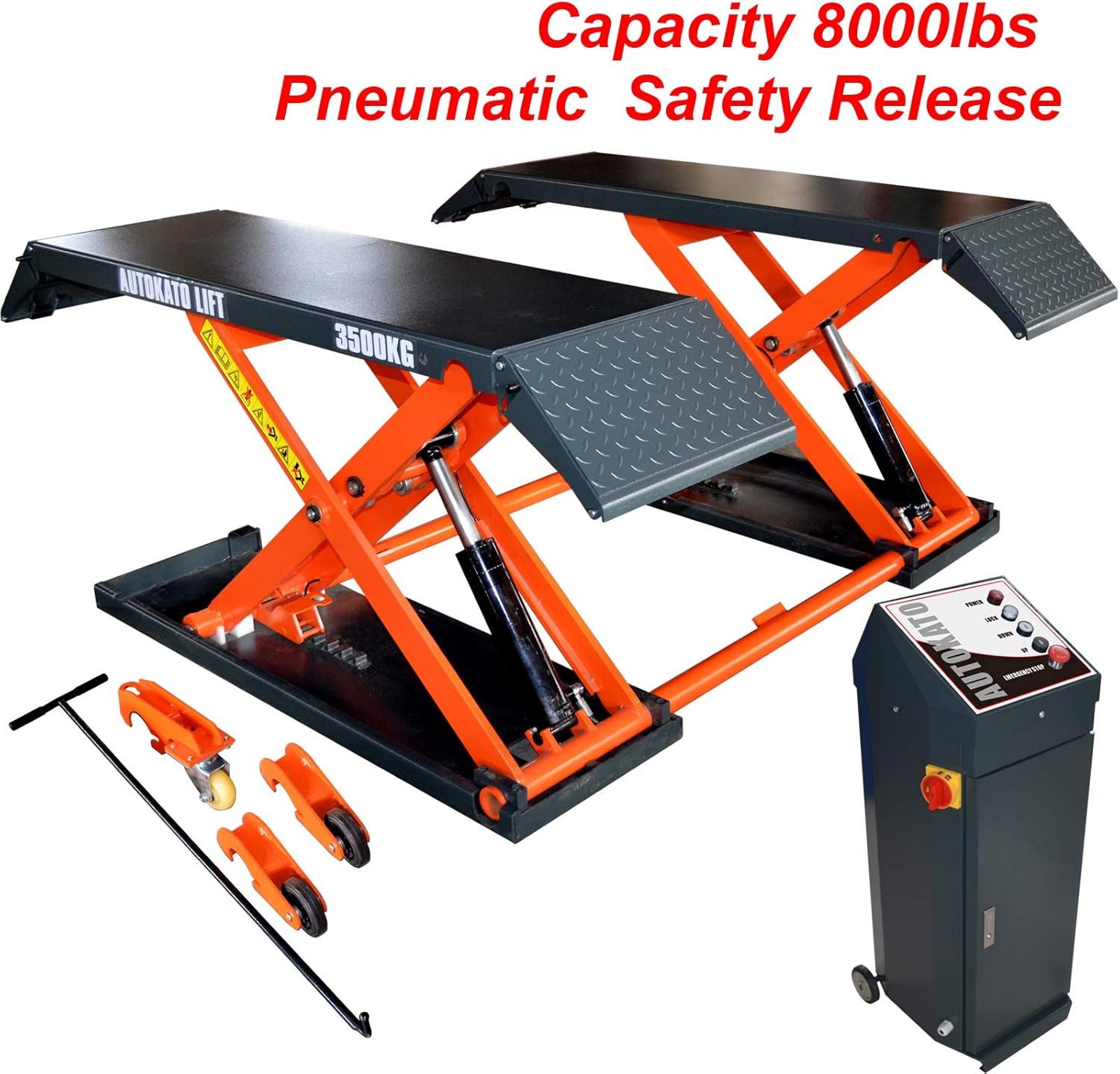 Mid Rise Scissor Lift 8000lbs Pneumatic Release Auto Lift 220V S993