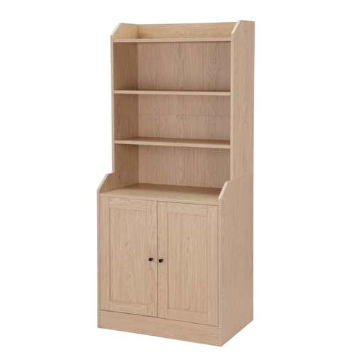 Natural Oak Sideboard with 3 Drawers and 3 Open Shelves T789127
