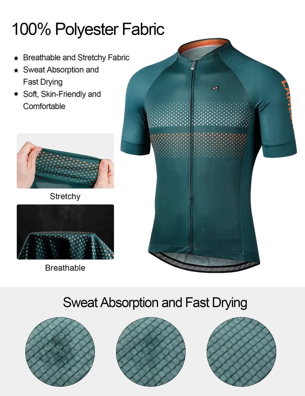 Green Short Sleeve Reflective Cycling Jersey M903575