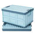 Collapsible Storage Bins with Lids 30L, Folding Plastic Stackable Utility Crates 2-Pack, Oyster White M6276