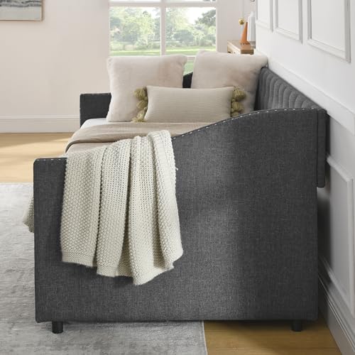 Black Queen Size Upholstered Daybed with 2 Storage Drawers F501457