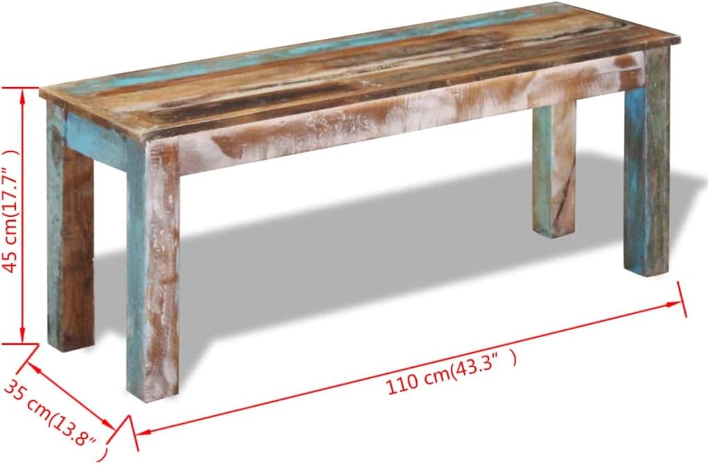 Solid Reclaimed Wood Bench 43.3"x13.8"x17.7" T56776