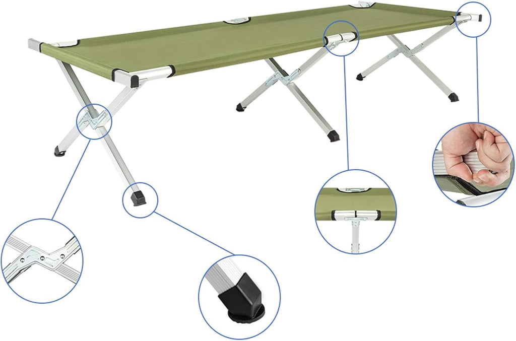 Army Green Portable Foldable Camping Cot with Carrying Bag L8289