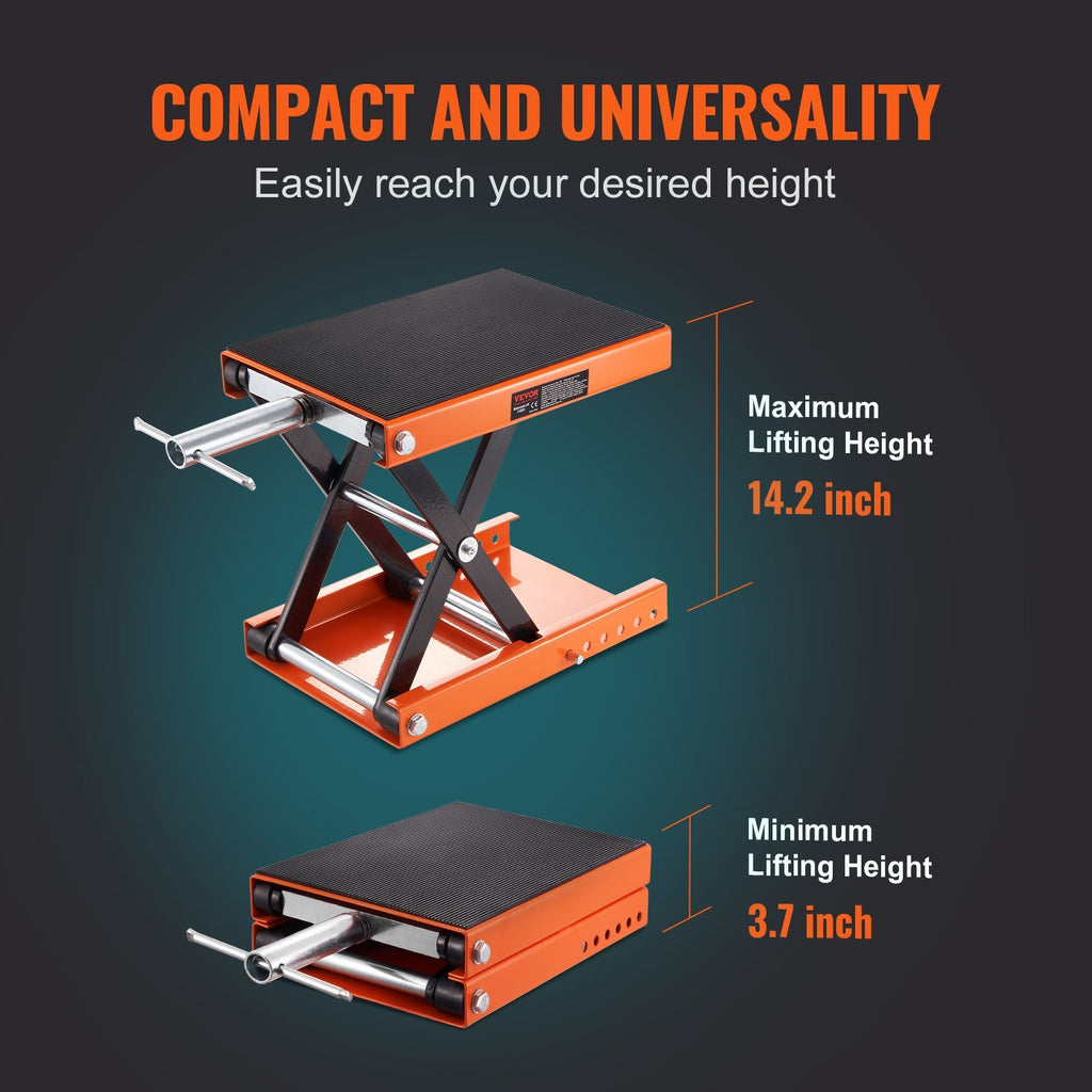 1100 lbs Motorcycle Scissor Lift Jack with Wide Deck & Safety Pin U104111