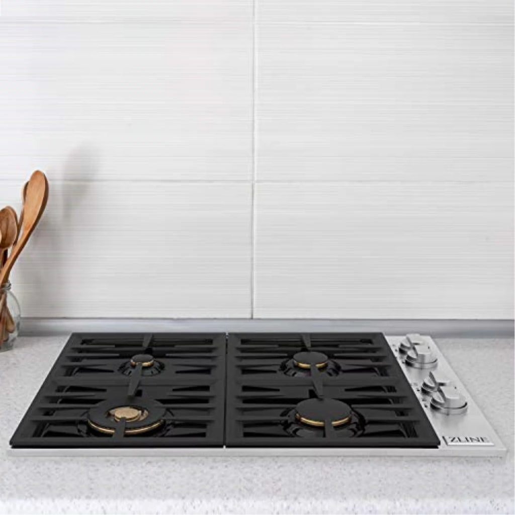 30 in. Dropin Cooktop with 4 Gas Burners and Black Porcelain Top M7083