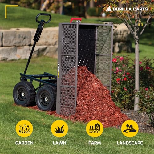 Gray Steel Utility Wagon with Removable Side Panels, 1200 lb Capacity, 39.45" x 22" Metal Mesh Bed V955