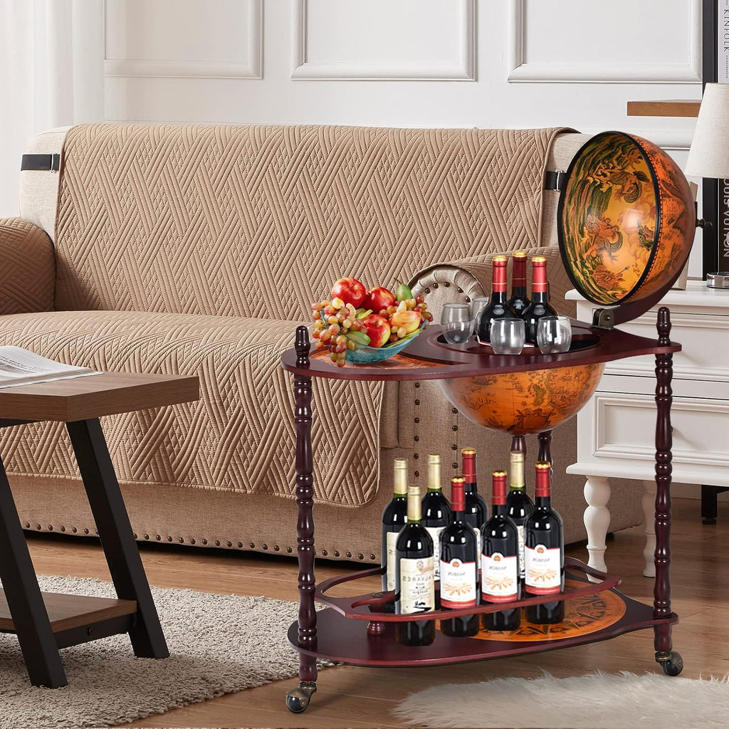Globe Bar with Wheels and Bottom Shelf G982947
