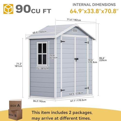 6.x4 FT Resin Storage Shed with Reinforced Floor F196
