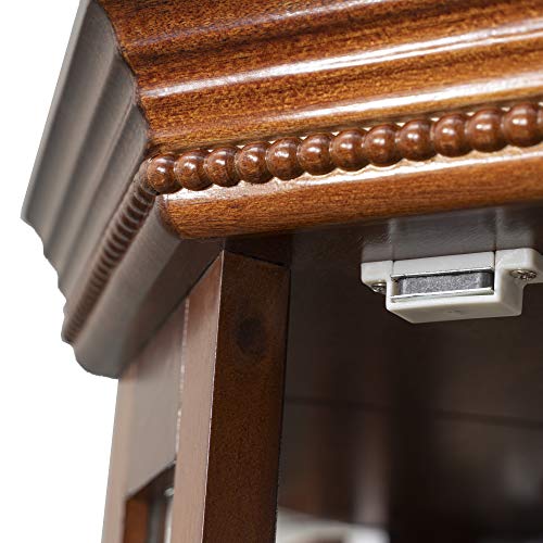 Walnut Wooden Corner Curio Cabinet with Adjustable Tempered Glass Shelves B64231