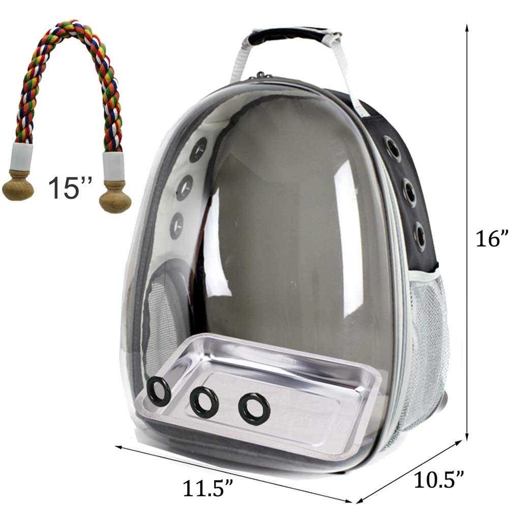 Bird Carrier Backpack with Stainless Steel Tray and Standing Perch A562