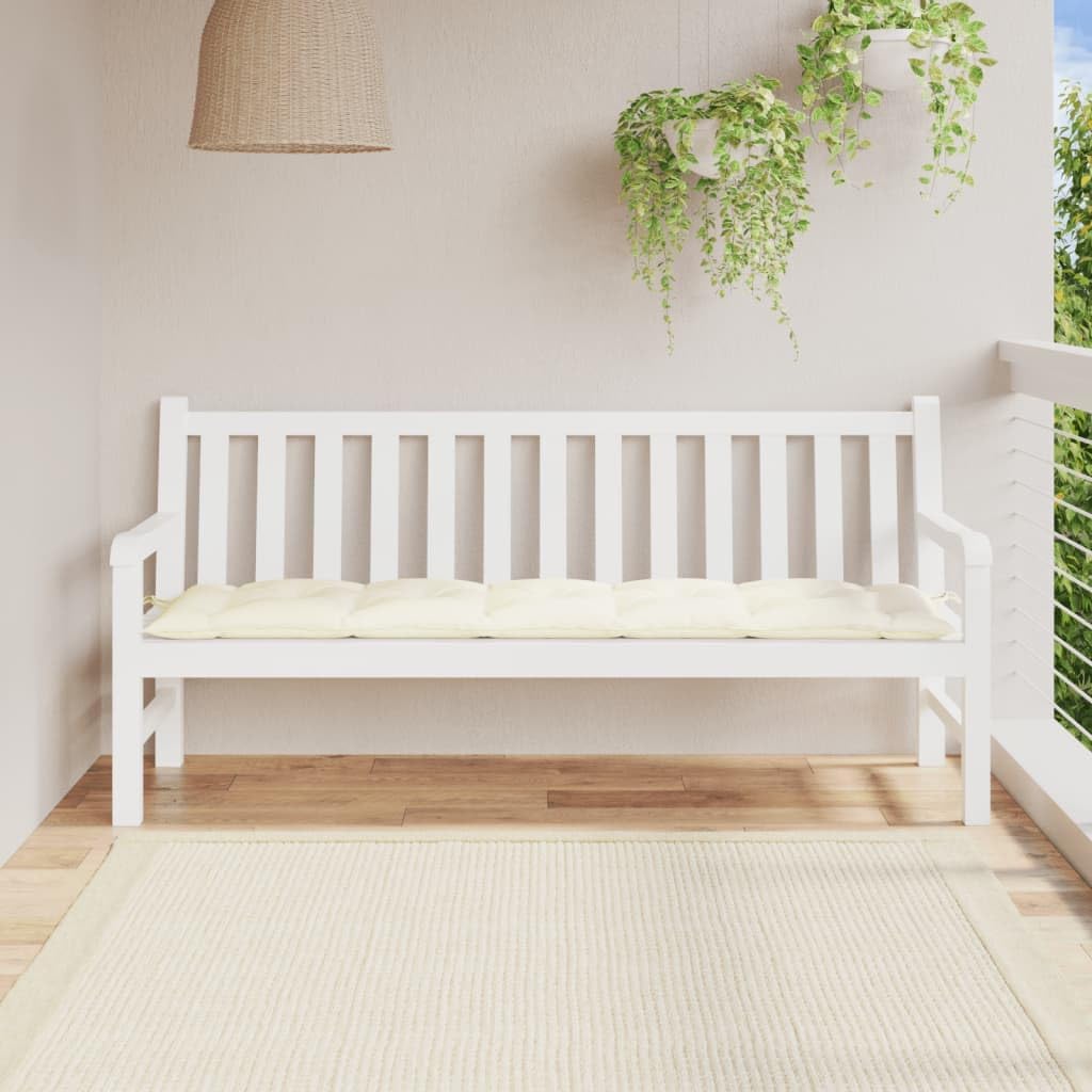Cream White Oxford Fabric Outdoor Bench Cushion G37899