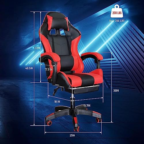 Red Ergonomic Gaming Chair with Footrest U412090