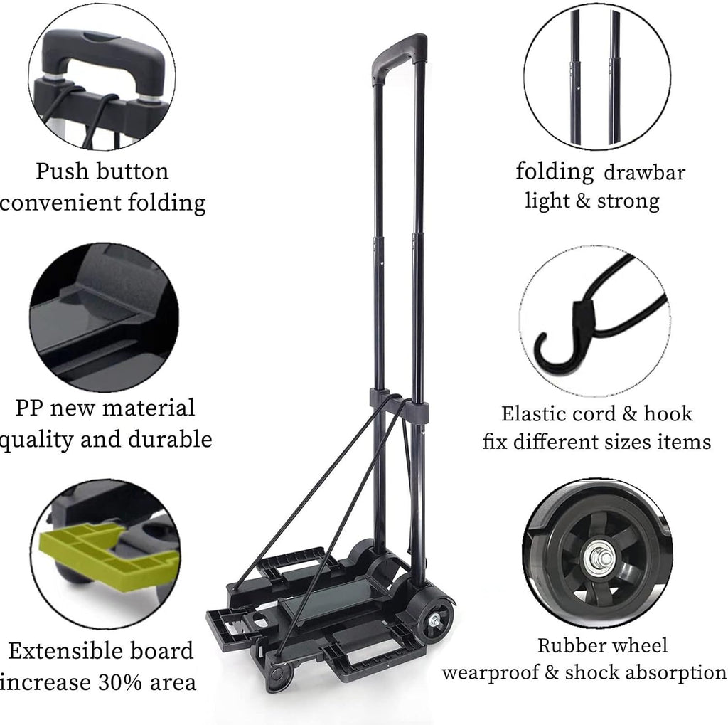 Black Folding Luggage Cart with 2 Wheels J411