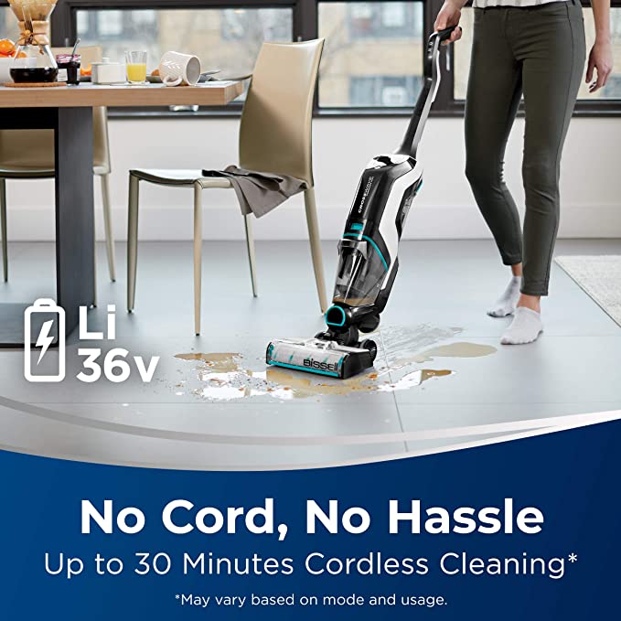 Cordless Wet-Dry Vacuum Cleaner and Mop for Hard Floors and Area Rugs, Black/Pearl White V93368
