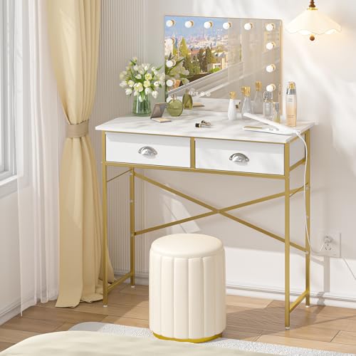 White 31.5 Inch Vanity Desk with Drawers F34301
