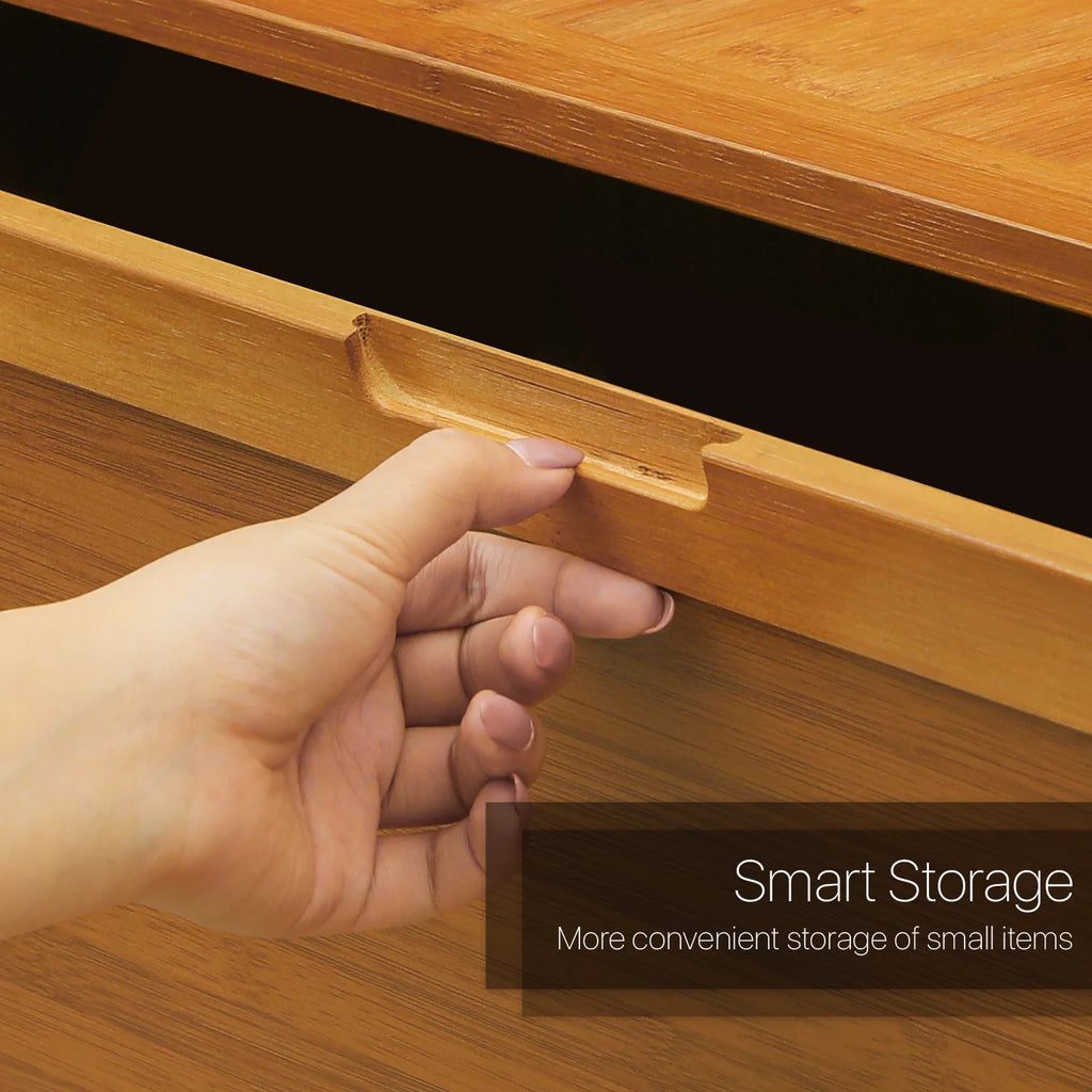 Bamboo 9 Tier Shoe Organizer Cabinet with Door Brown B99362