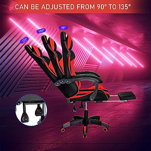 Red Ergonomic Gaming Chair with Footrest U412090