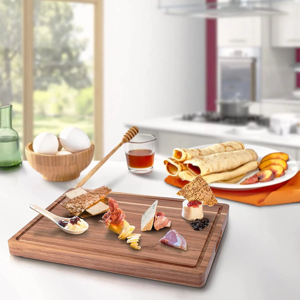 Acacia Wood Cutting Board with Juice Groove, 24"x 18"x 1.2" Extra Large Butcher Block E861