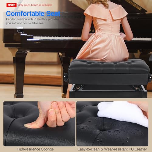 Brown Wooden Piano Bench with Storage and PU Leather Cushion F137983