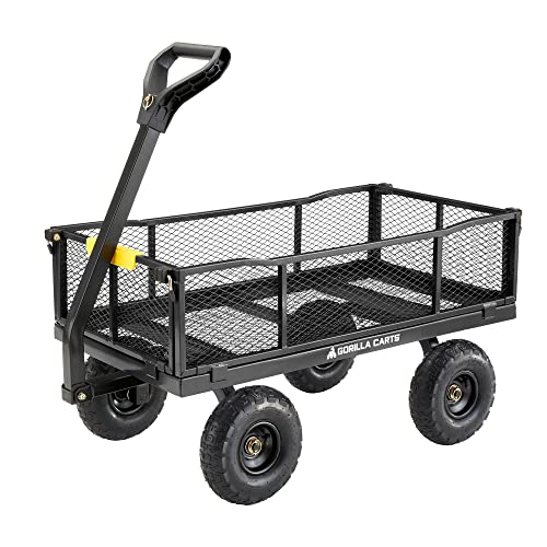 Black Steel Utility Wagon with Removable Side Panels, 4 Cu Ft, 900 lb Capacity B437413