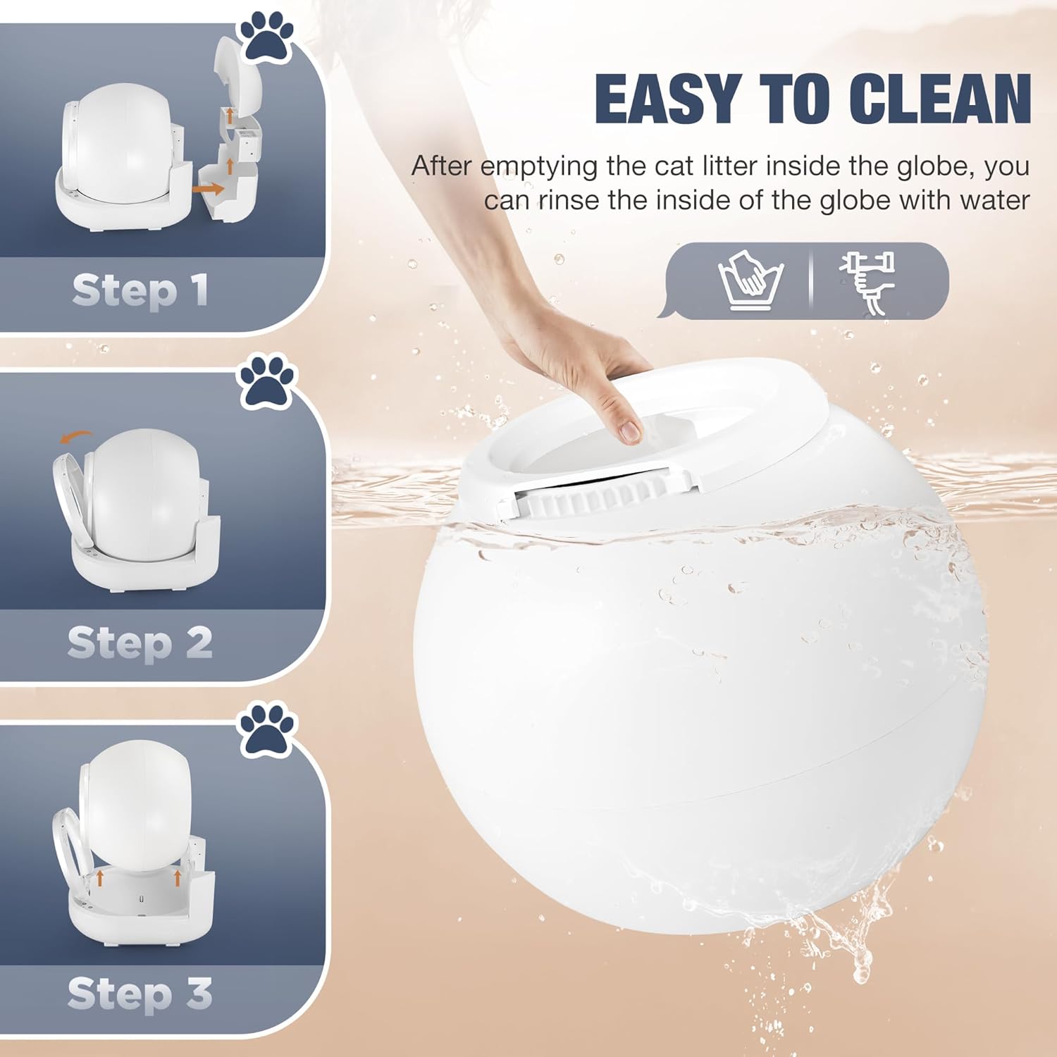 Automatic Self Cleaning Large Capacity Cat Litter Box (Pure White) J1993