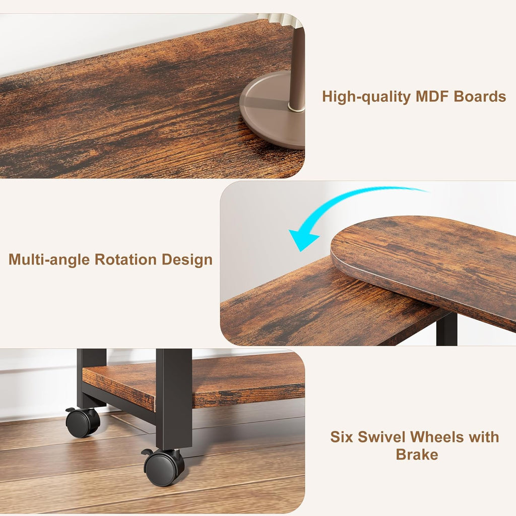 360° Rotating Sofa Side Table with Charging Station P1125