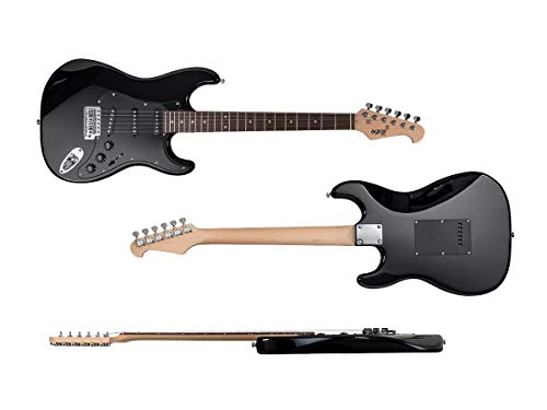 Black 6 Strings Double-Cutaway Solid Body Electric Guitar with Gig Bag H78766
