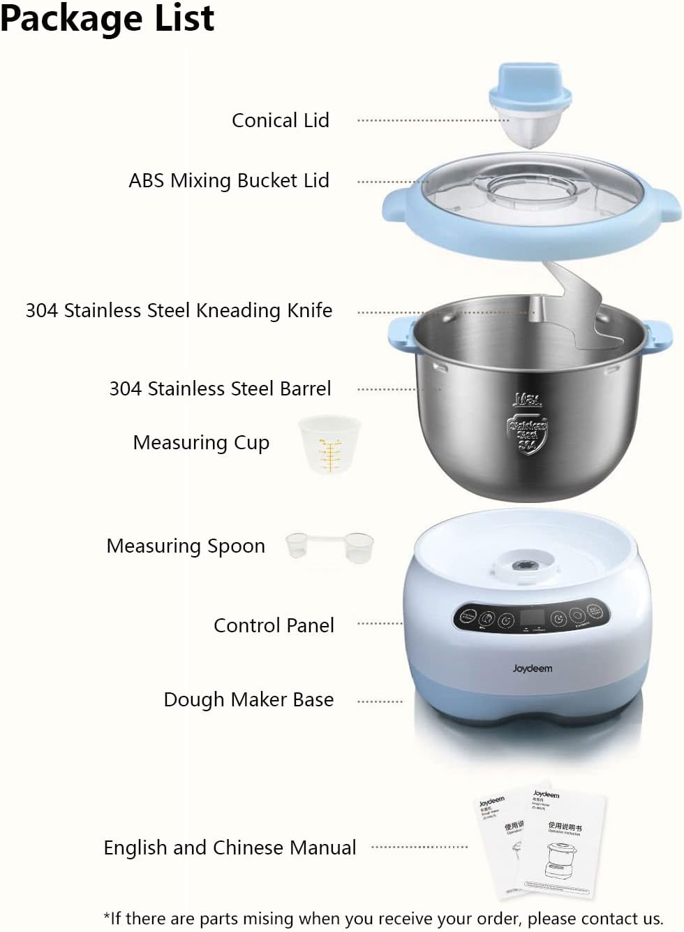 6.6Qt 304 Stainless Steel Electric Dough Maker S649