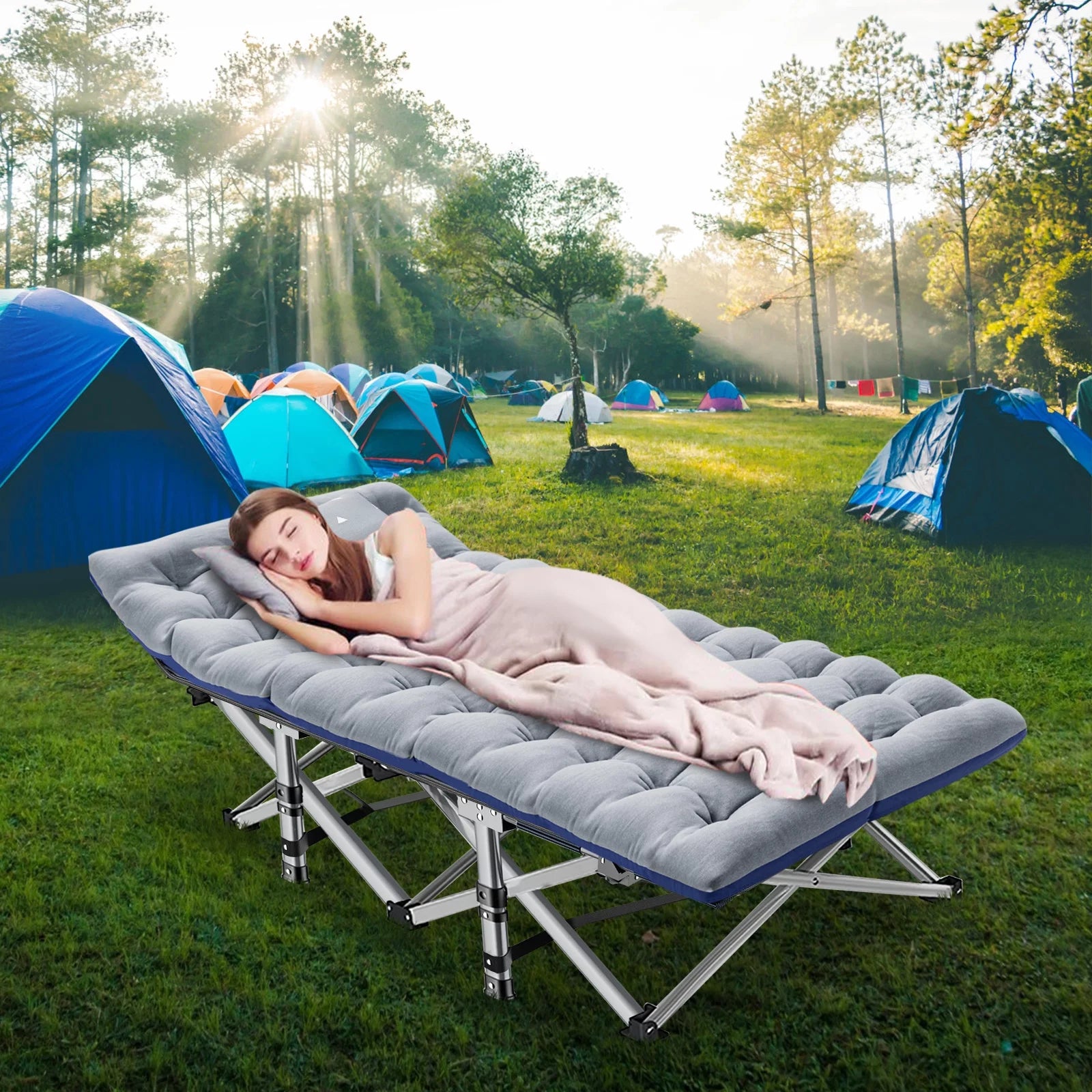 75" Portable Folding Camping Cot with Carry Bag W432115