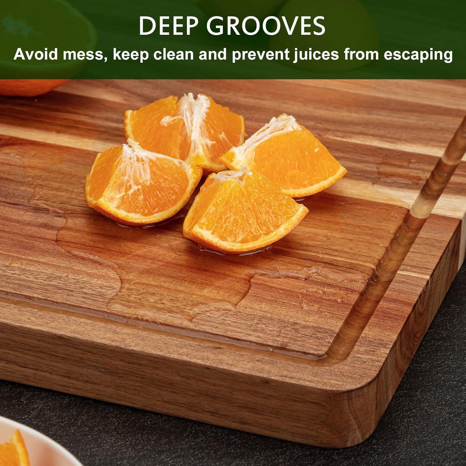 Acacia Wood Cutting Board 24x18 inch with Handle Juice Groove G67867
