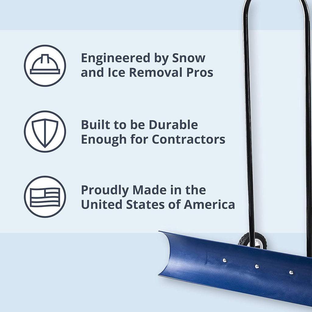 Blue Wheeled Snow Pusher Shovel L3957
