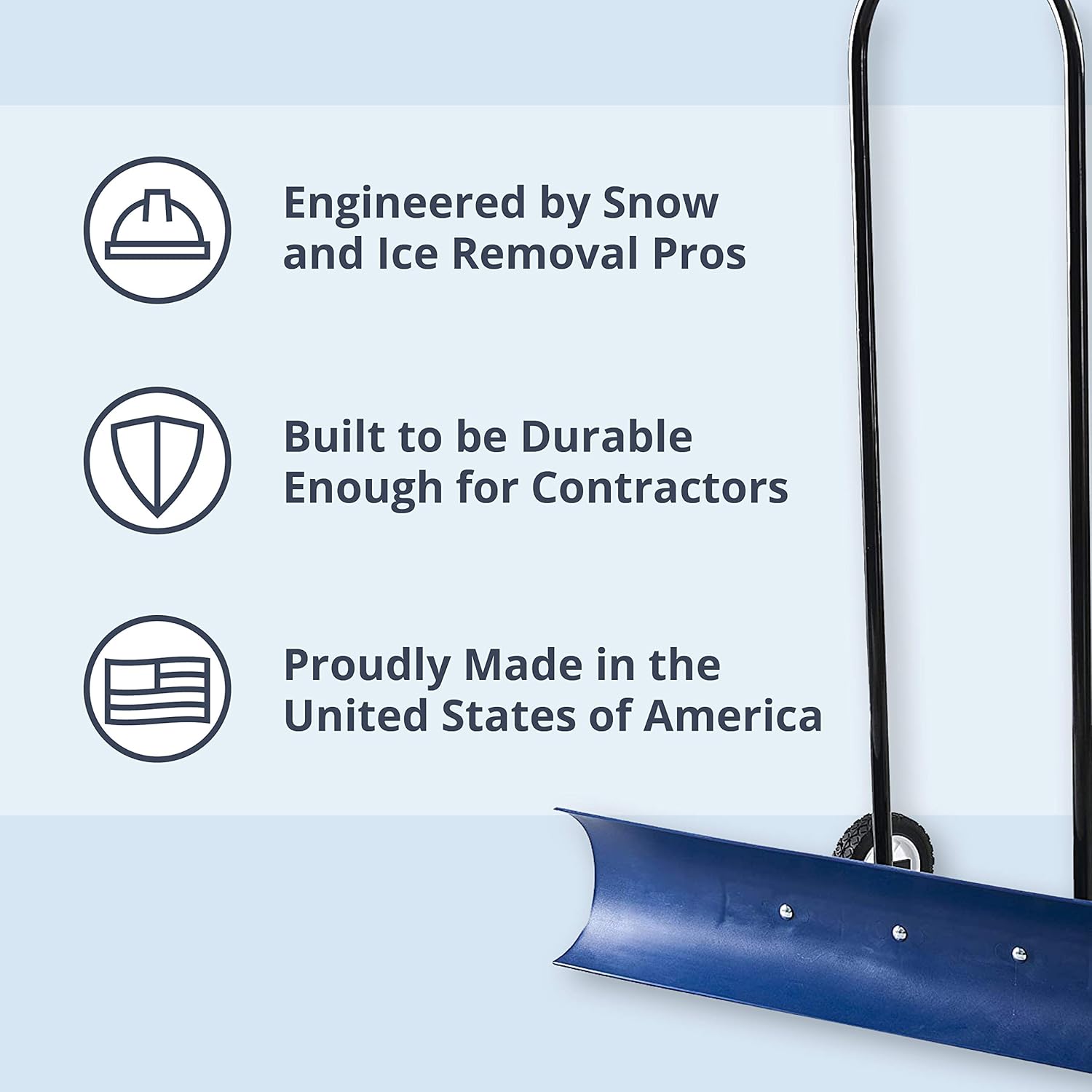 Blue Wheeled Snow Pusher Shovel L3957