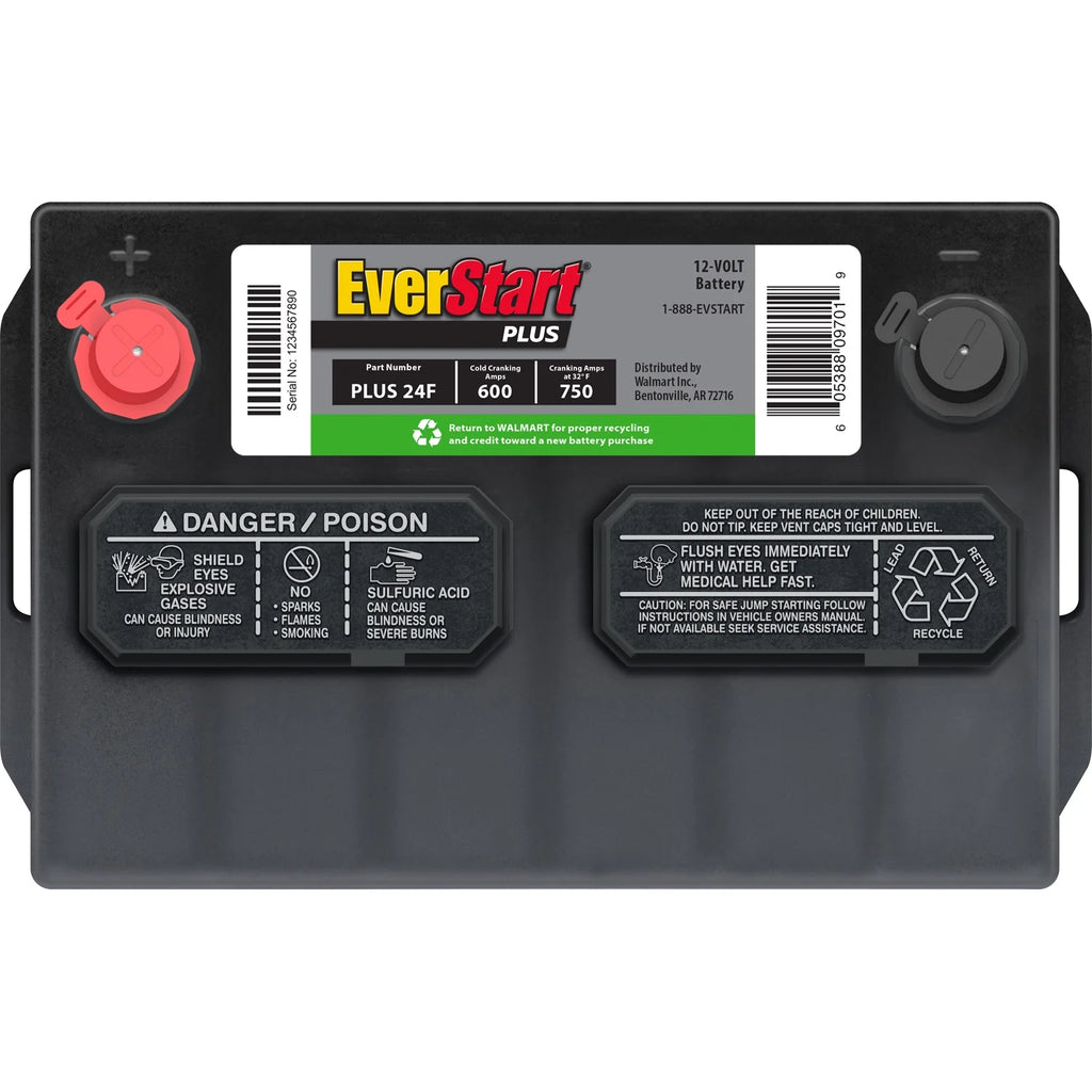Lead Acid Automotive Battery, Group Size 24F 12 Volt, 600 CCA B838