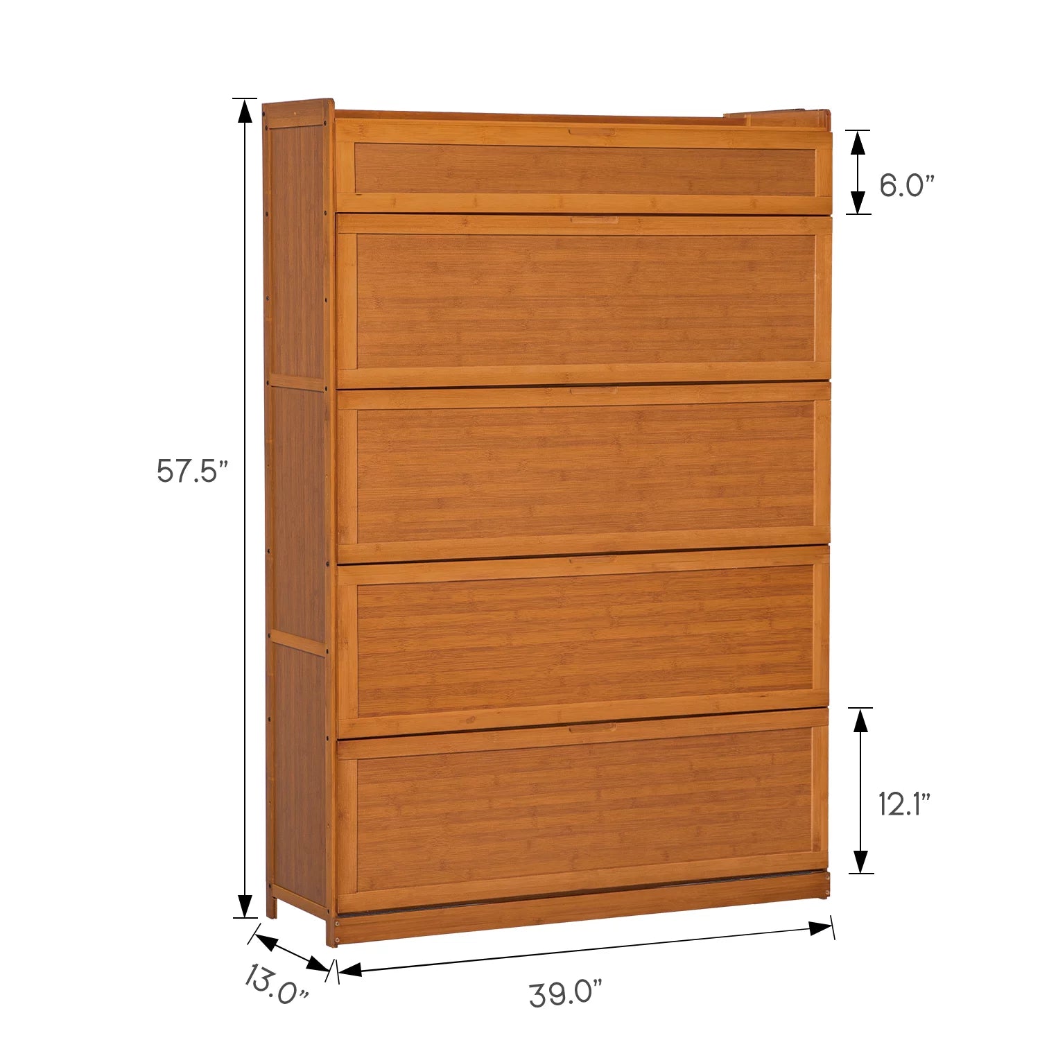 Bamboo 9 Tier Shoe Organizer Cabinet with Door Brown B99362