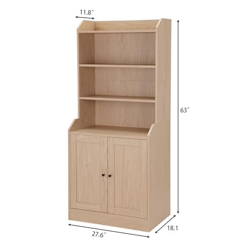 Natural Oak Sideboard with 3 Drawers and 3 Open Shelves T789127