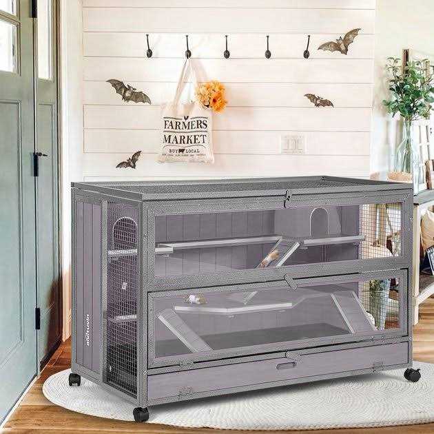 Wooden Hamster Cage Guinea Pig Cage with Iron Frame W202