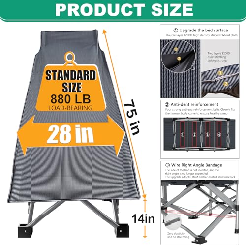 Extra Wide Heavy Duty Folding Camping Cot with Carry Bag P959678
