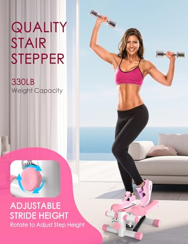 Mini Stepper with Resistance Bands, Adjustable Height Fitness Stepper Machine S401