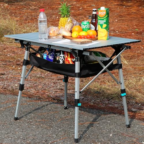 Portable Aluminum Folding Camping Table with Adjustable Legs Y872565